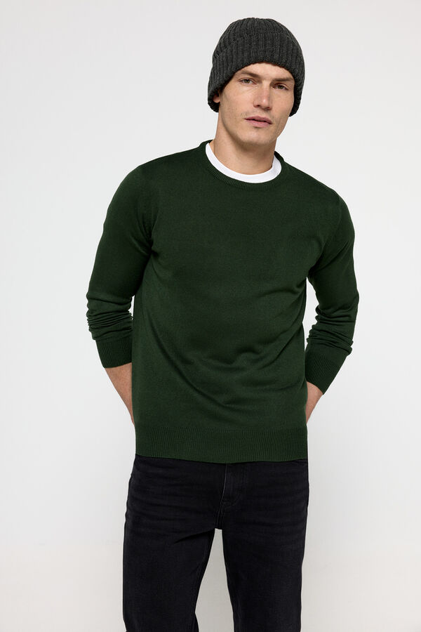 Brave Soul Jersey b&aacute;sico con cuello caja verde