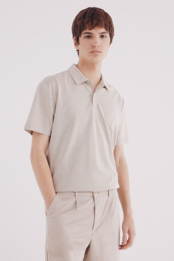 Springfield Polo piqu&eacute; estructura bicolor regular fit beige