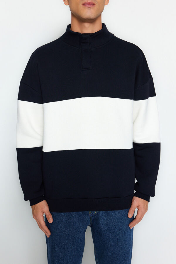 Trendyol Sudadera polar con cuello alto azul