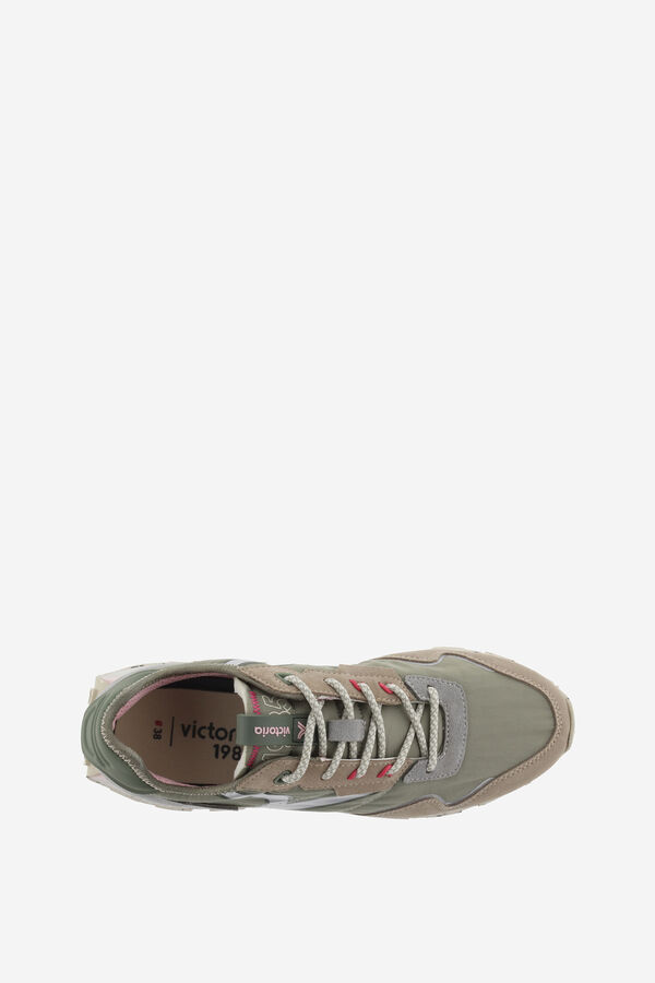 Victoria Tênis de croute com logo retrô e sola tricolor verde