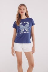 Springfield Camiseta gr&aacute;fica manga bot&oacute;n turquesa