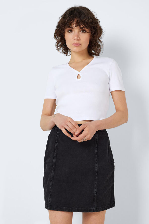 Noisy May T-shirt decote gota branco