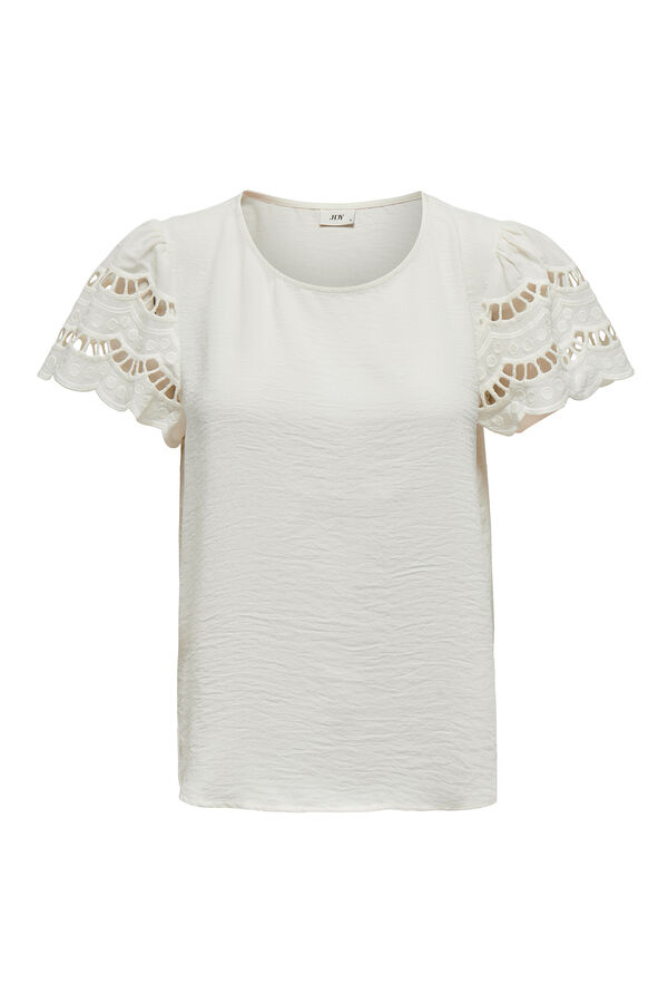 JDY Camiseta de renda renda manga curta branco