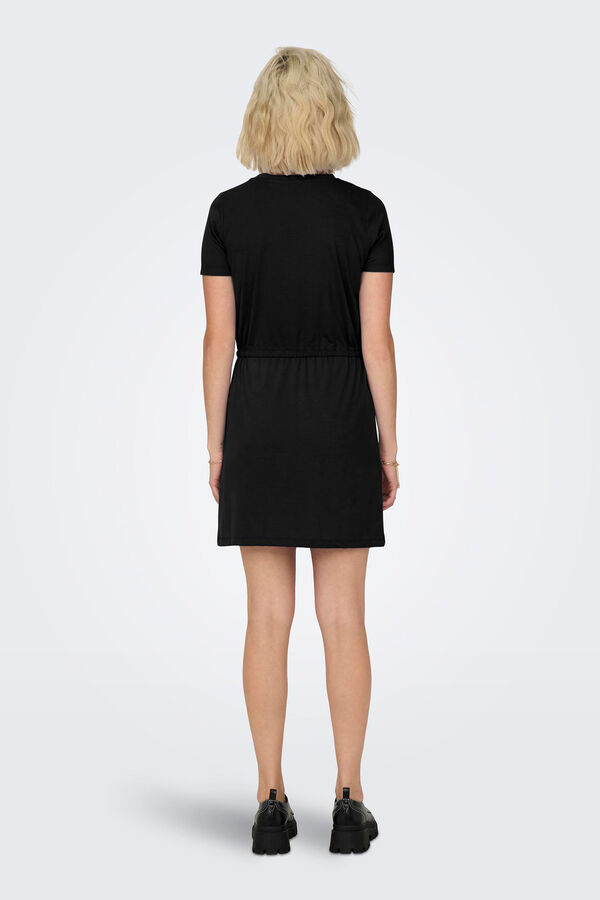JDY Vestido curto decote redondo preto