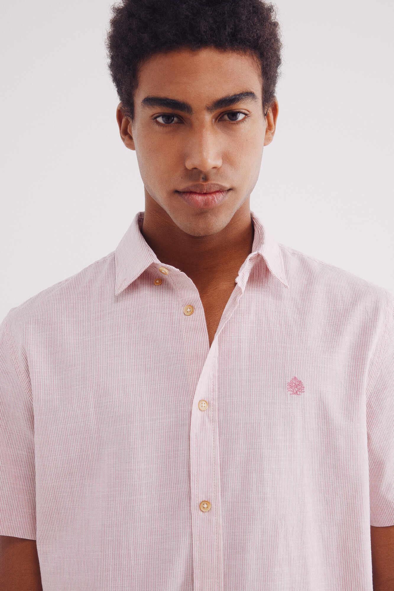 Springfield Camisa manga corta algod&oacute;n slub microraya