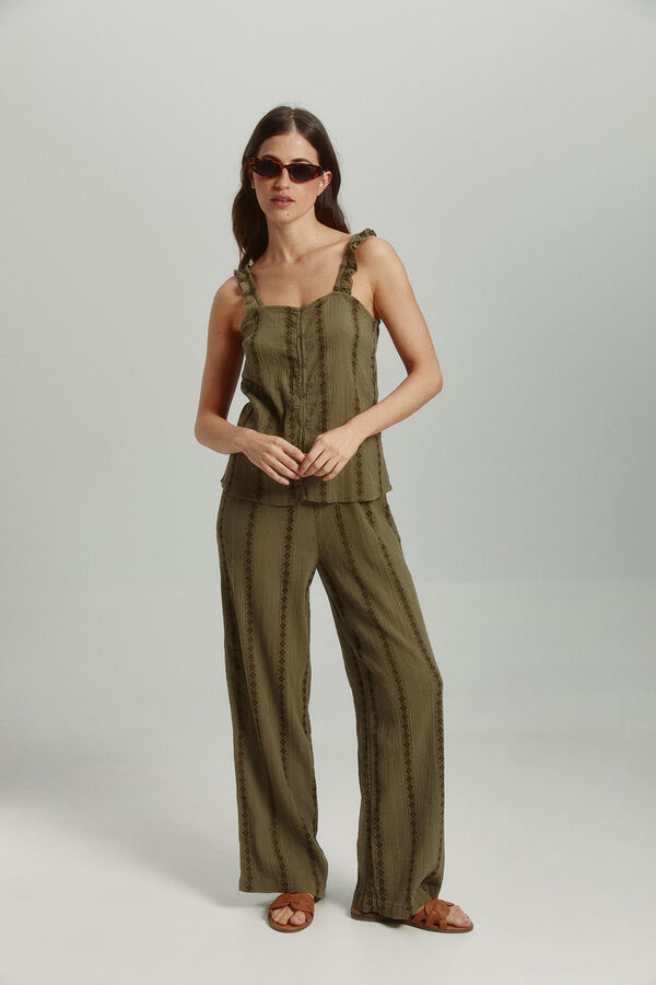 Only Pantal&oacute;n wideleg verde