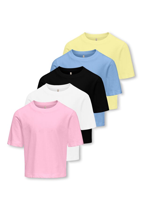 Only Girls Pack de 5 T-shirts lisas de manga curta multicolour