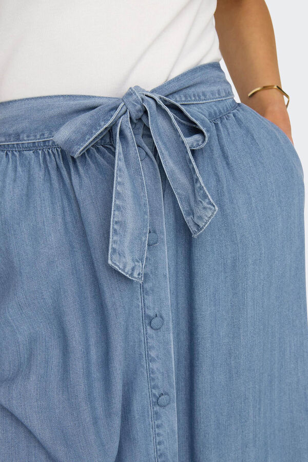 Only Falda midi tencel azul