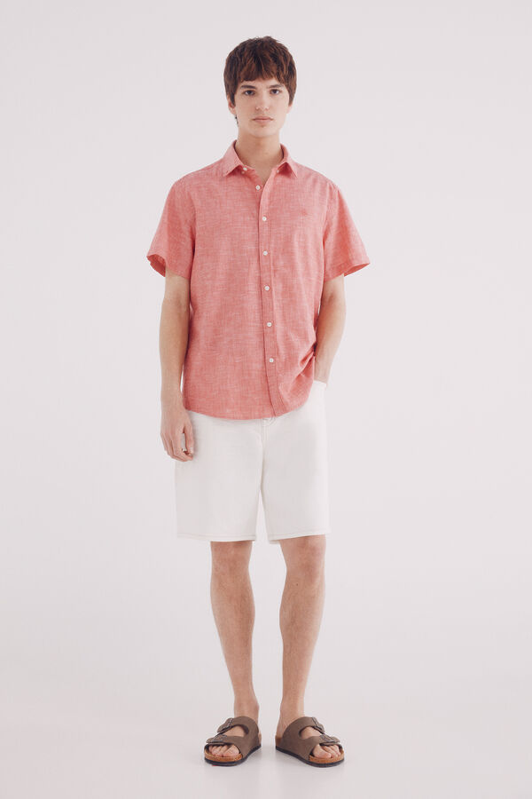 Springfield Camisa manga corta efecto lino rojo