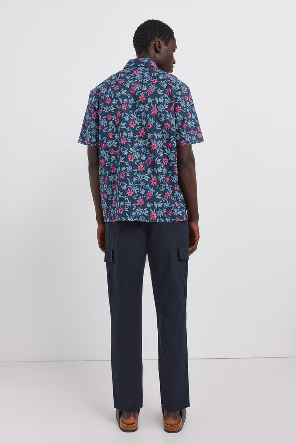 Springfield Pantal&oacute;n cargo lino comfort slim fit azul