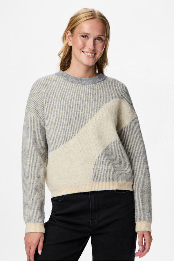 Pieces Jersey bicolor cuello contraste gris