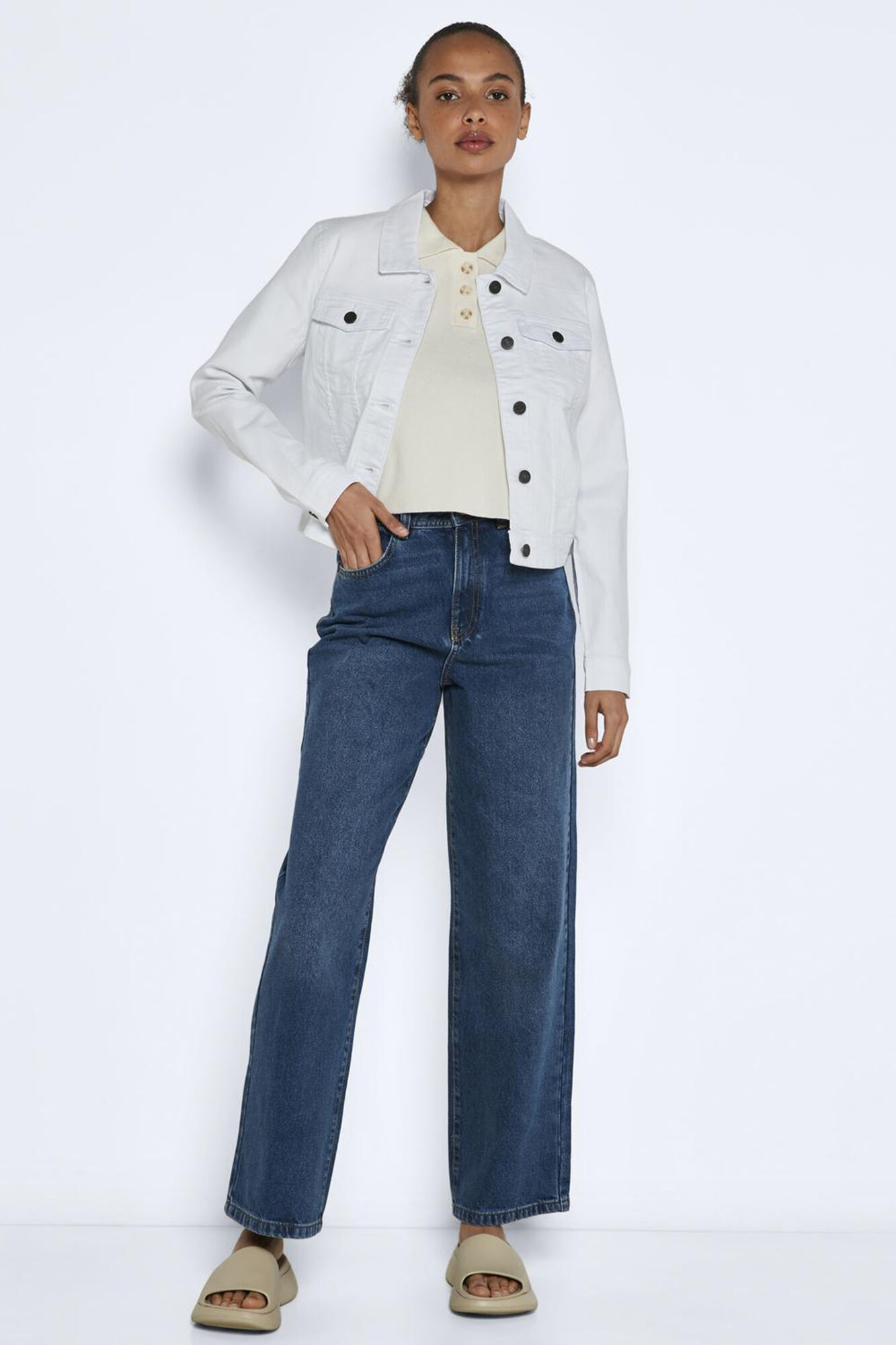 Noisy May Casaco branco denim