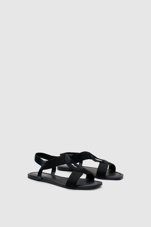 Inside Sandalia trenza brillo negro