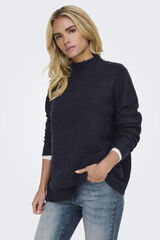 Only Jersey liso de cuello alto azul