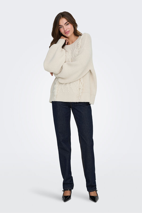 Only Jersey con detalle de flecos beige