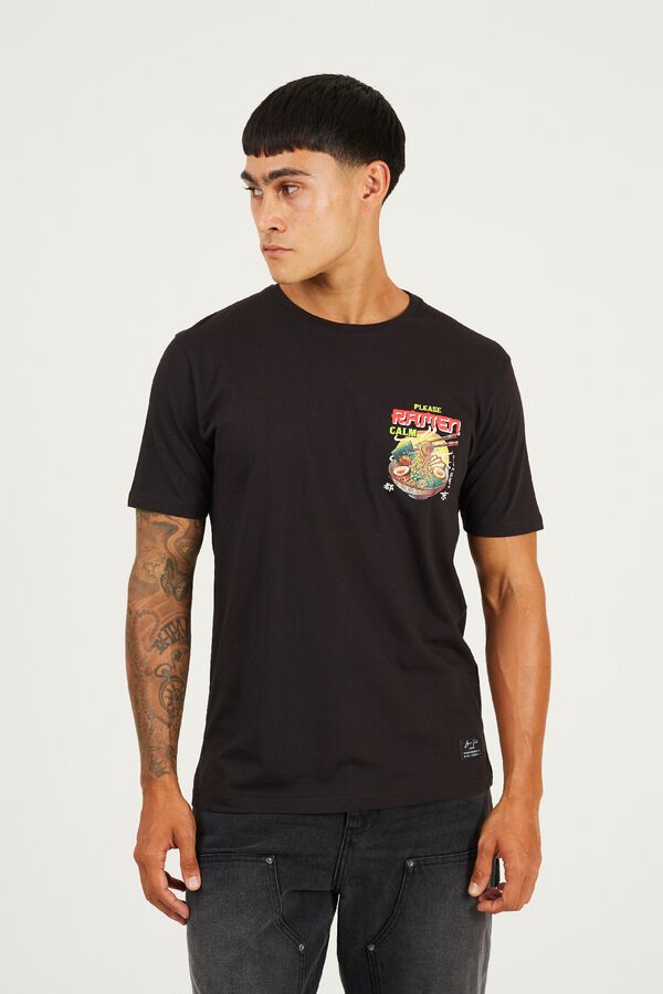 Brave Soul T-shirt de manga curta com estampado oriental preto