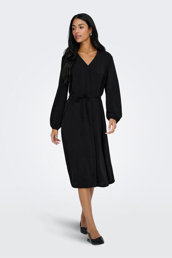 JDY Vestido midi manga larga negro