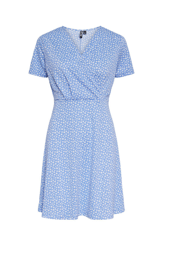 Pieces Vestido curto de manga curta azul