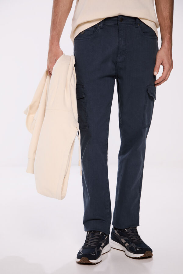 Springfield Pantal&oacute;n cargo lavado slim fit azul