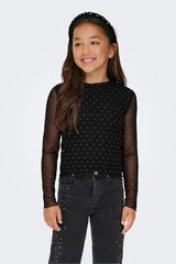 Only Girls Top de malha com detalhe de brilho preto