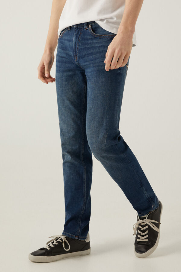 Springfield Jeans ligero slim lavado medio oscuro turquesa