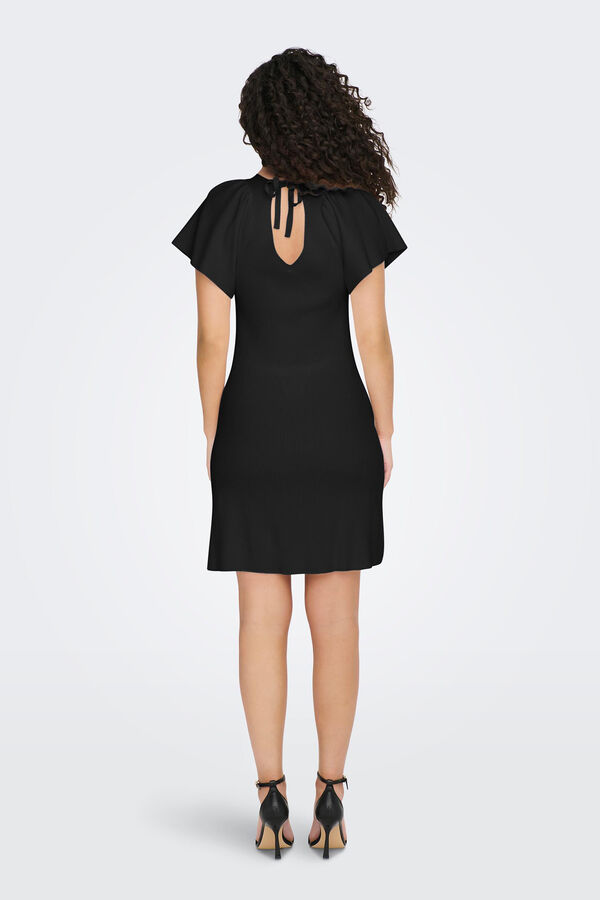 Only Vestido curto canelado preto