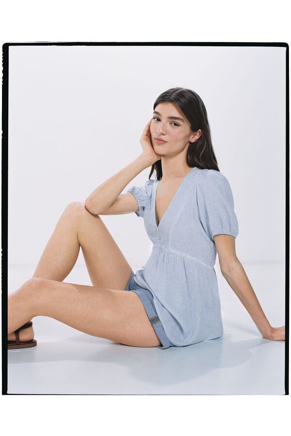 Springfield Blusa entredós azul