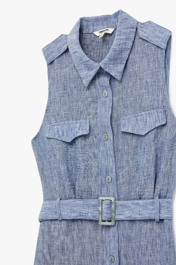Koton Vestido midi camiseiro azul
