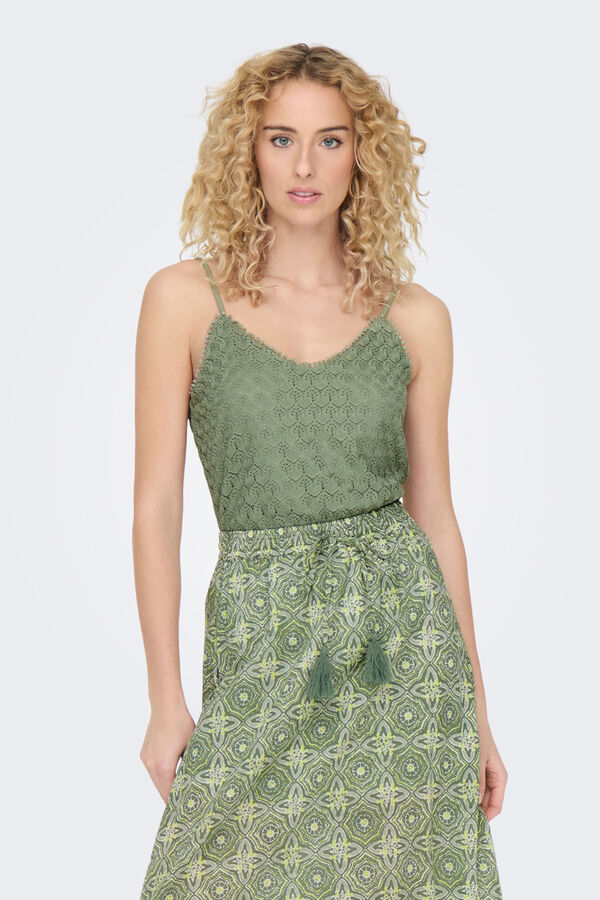 Only Top tirantes de encaje verde