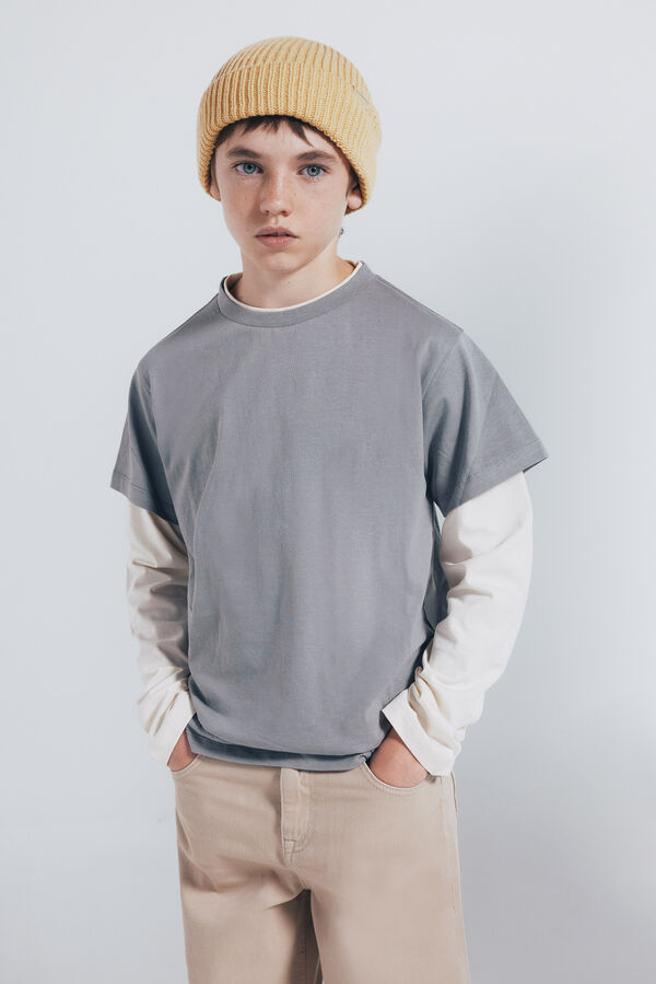 Springfield Kids Camiseta manga larga doble manga ni&ntilde;o gris