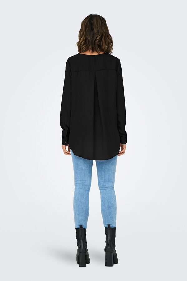 Only Camisa fluida de manga comprida comprida preto