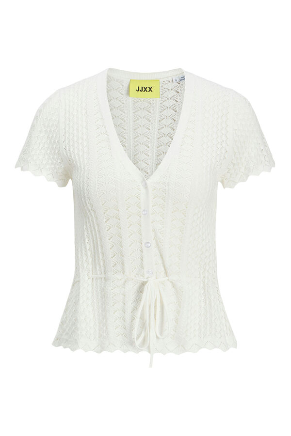 Jack & Jones Top crochet con lazo blanco
