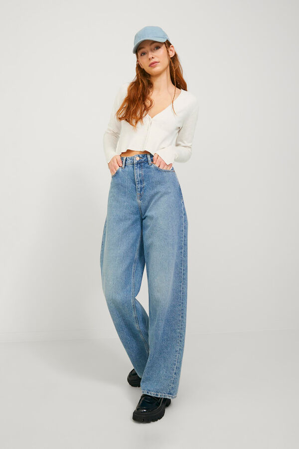 Jack & Jones C&aacute;rdigan crop de punto fino blanco