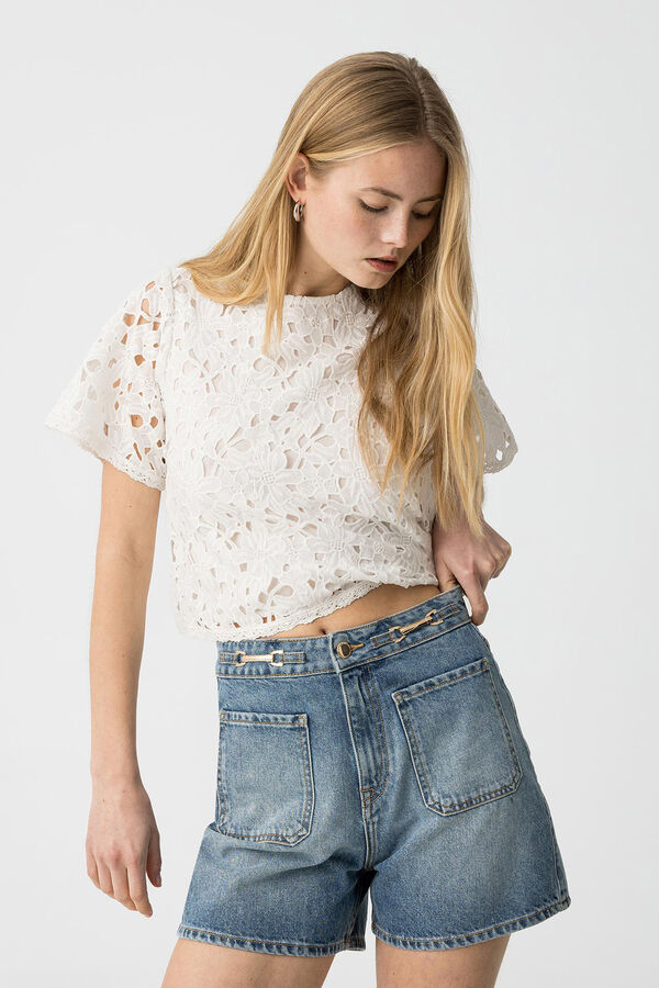 Tiffosi Blusa Bordada Floral branco