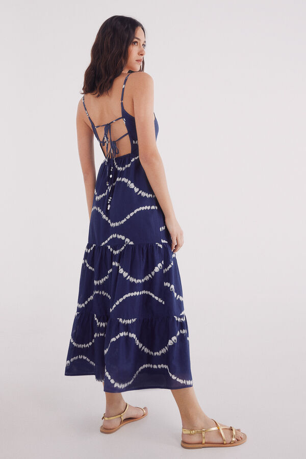 Springfield Vestido midi estampado espalda abierta azul