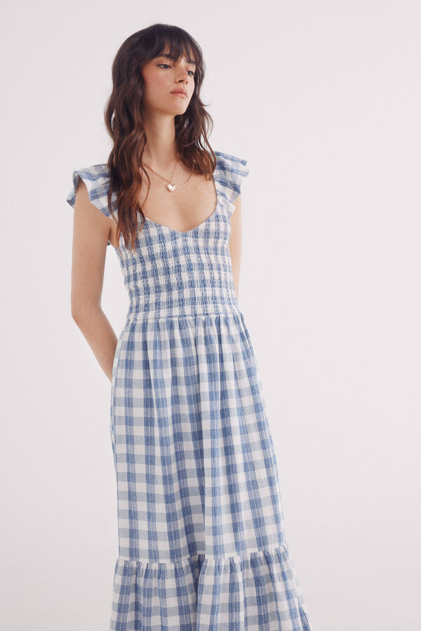 Springfield Vestido midi cuadros azul