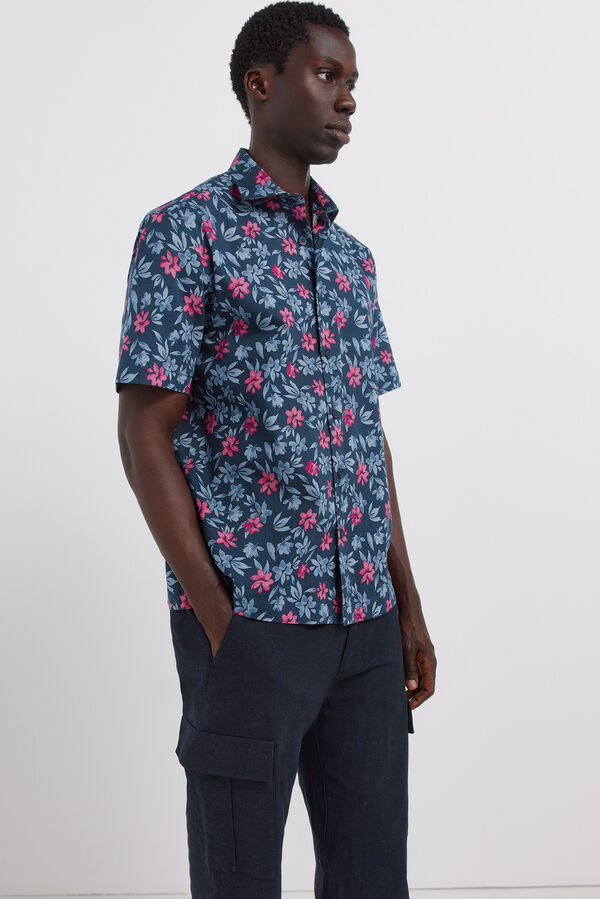 Springfield Pantal&oacute;n cargo lino comfort slim fit azul
