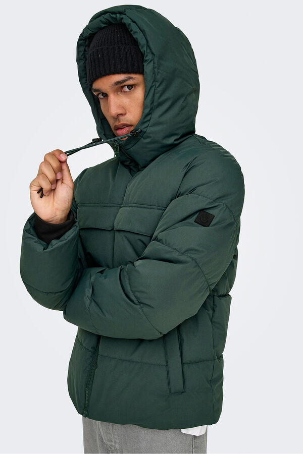 Only & Sons Casaco acolchoada com capuz verde