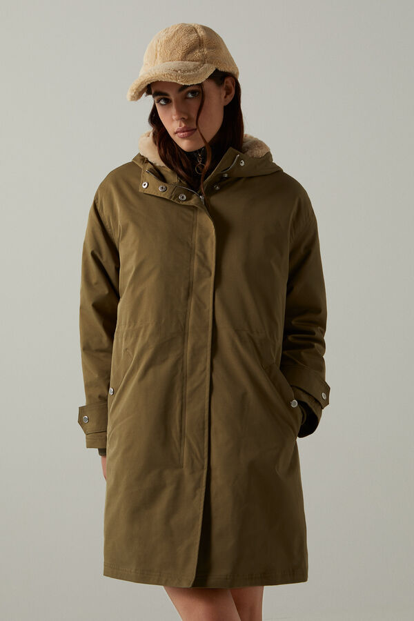 springfield Parka Comprida repelente &agrave; &aacute;gua verde