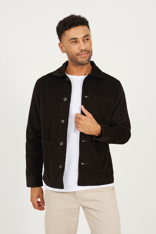 Brave Soul Sobrecamisa cierre de botones marr&oacute;n