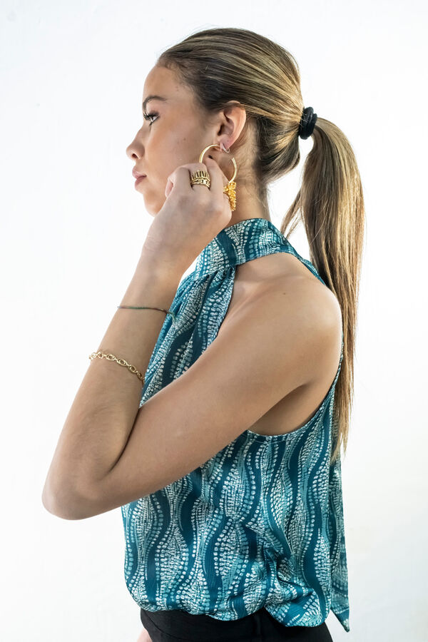 Cul Sac Camisa cuello halter estampado