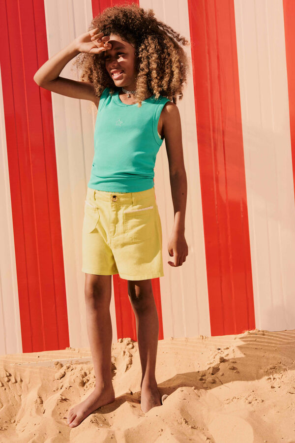 Springfield Kids Top rib bordado estrella ni&ntilde;a verde