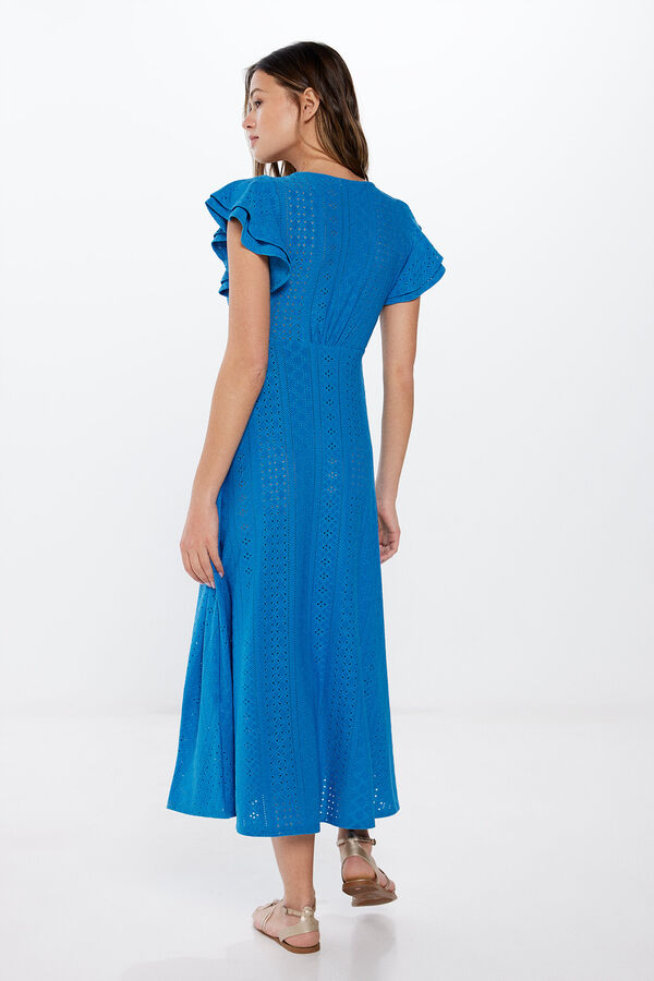 Springfield Vestido Midi Bordado Suizo Botones azul