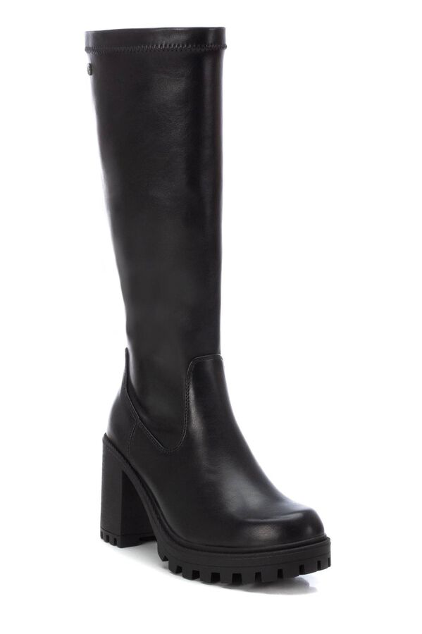 XTI Bota elastica con tacon alto y cremallera negro