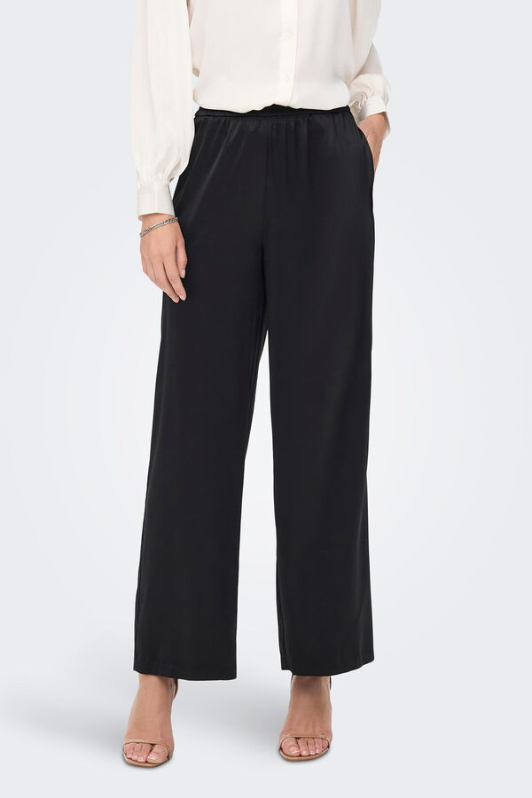 Springfield Pantalón ancho satinado negro