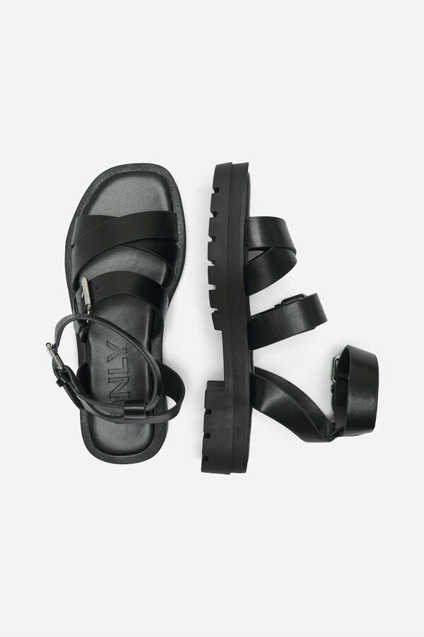Only Shoes Sandalia plana hebillas negro