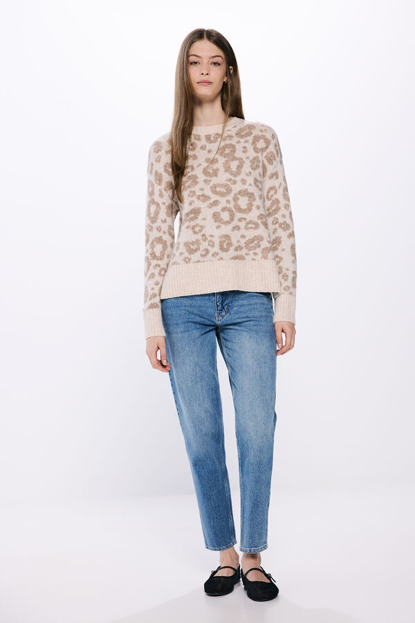 Springfield Suéter de intársia animal bege