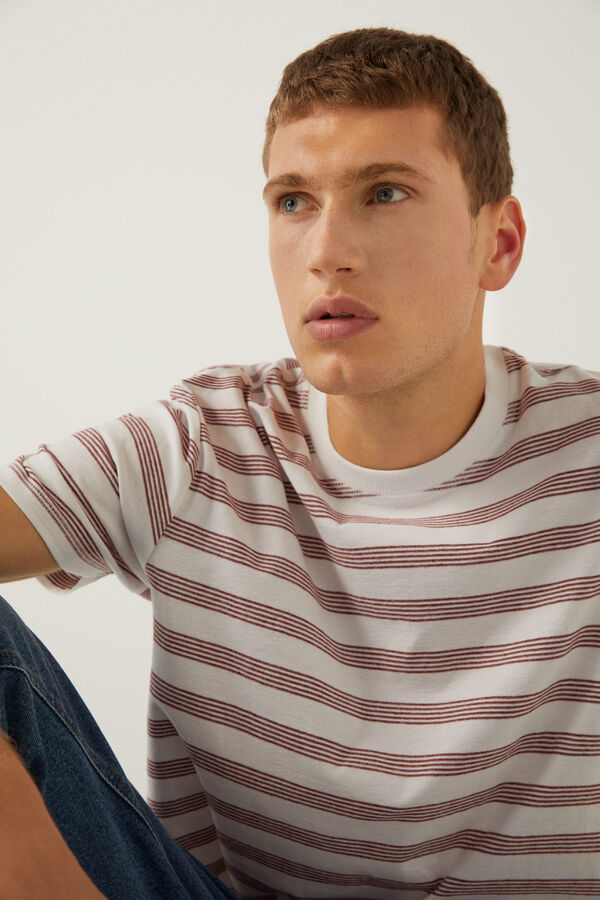 springfield Camiseta rayas burdeos