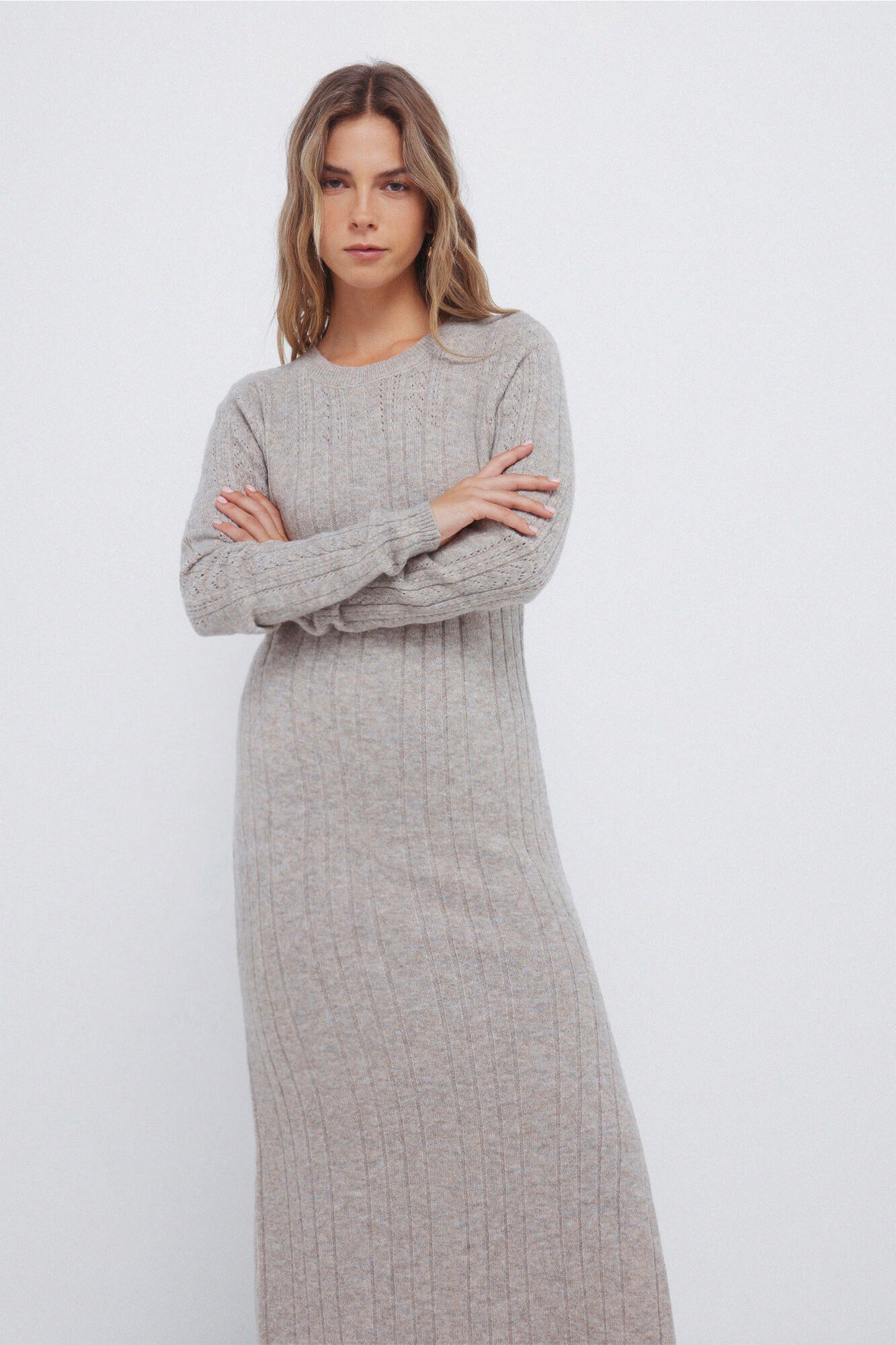 Springfield Vestido midi de malha Pointelle
