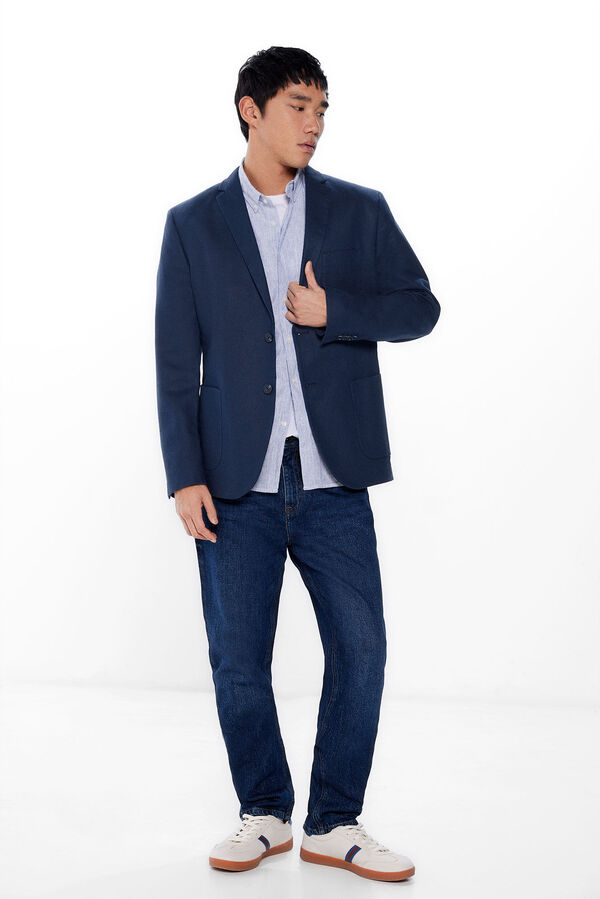 Springfield Blazer lino- algod&oacute;n azul